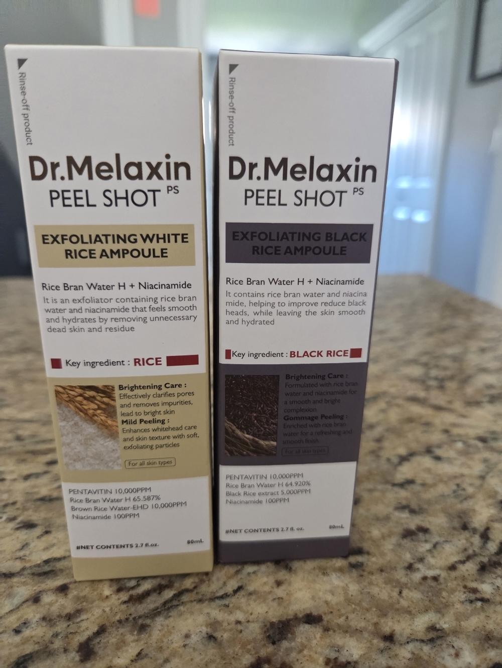 Dr. Melaxin Peel Shot Exfoliating Rice Ampoule - White & Black Rice